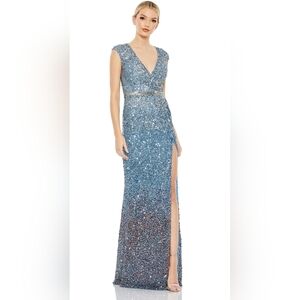 Mac Duggal Blue Sequin Gown